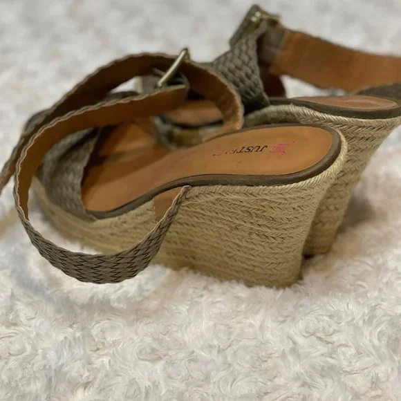 Just Fab Army Green Breeze Wedges - Picture 4 of 6